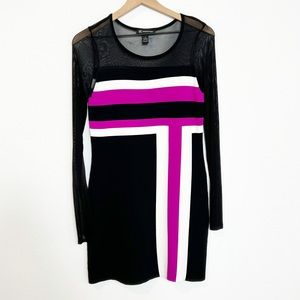 INC International Concepts Illusion Black Colorblocked Sheath Dress Size M